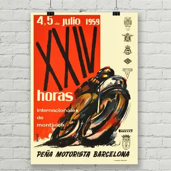 Vintage Mootorratas Rassi Plakat Barcelona Kunst Prindi Plakat grandes para valmistatud õli, lõuend maalid Home Decor Wall Art
