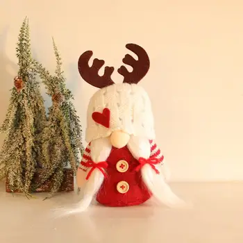 Jõulud Kaunistused Pidulik Office Teenetemärkide Pidulik Näota Gnome Nukk Silmkoelised Sarv Müts Südame Kaunistamiseks Kodu