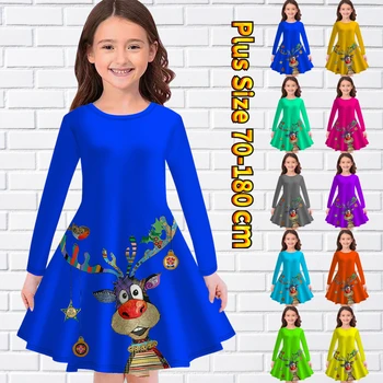 2023 Uus Sügis-Talv Pikk Varrukas Seelik Ümber Kaela Disain Midi Kleit Printsess Seelik Iga Päev Väike Tüdruk Retro Midlength Seelik