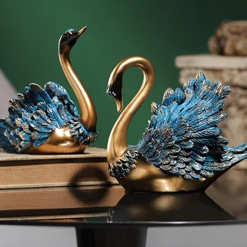 Euroopa Stiilis Loovust Luik Sinine Sulg Vaik Kaunistused Paar Käsitöö Simulatsioon Loomade Kaasaegse Kodu Kaunistamise Tarvikud