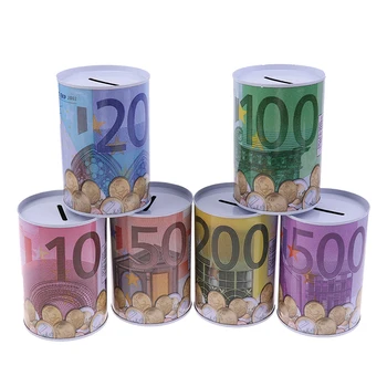 Valgeplekk Silindri Notsu Panga Euro Dollari Pilt Box Majapidamises Säästa Raha Kasti Kodu Kaunistamiseks Raha Kastid