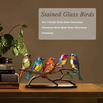 Vitraaži Linde Branch Desktop Kaunistused Kahepoolne Mitmevärviline Linnud Sulamist Kaunistused Lind Seeria Akrüül Kaunistused 1 tk