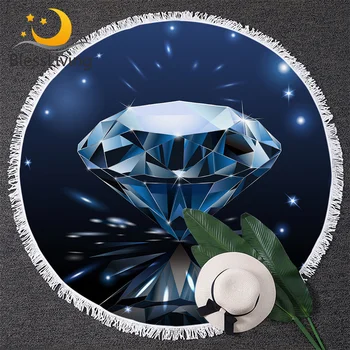 Blessliving Diamond Ring Ranna Rätik Luksus Paistab Vaip Geomeetrilise Suur saunalina Täiskasvanutele 3D-Printimine Toalla Tekk